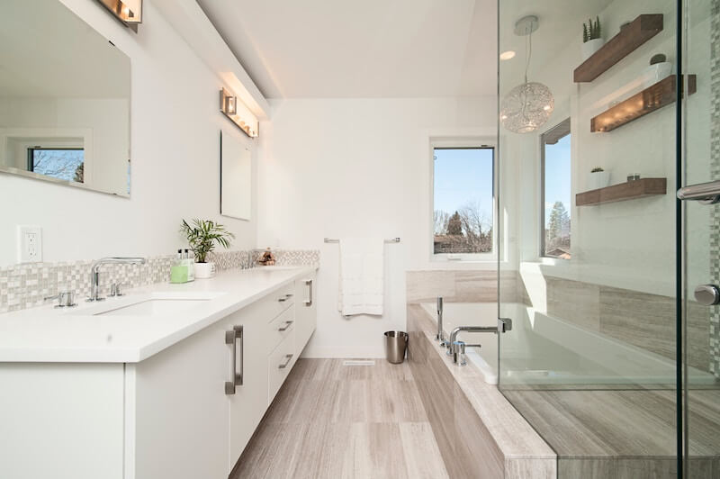 Kitchen and Bath Transformations of Laguna Hills - Bath Remodel in Orange, CA, Shower Remodel, Tub Deck and Walls, Vanity Cabinet Refacing, Quartz Vanity Countertops
